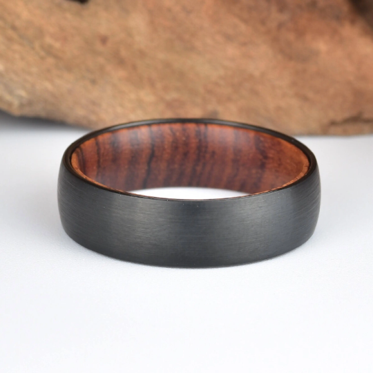 Snake Wood Tungsten Men's Wedding Band 8MM - Rings By Pristine