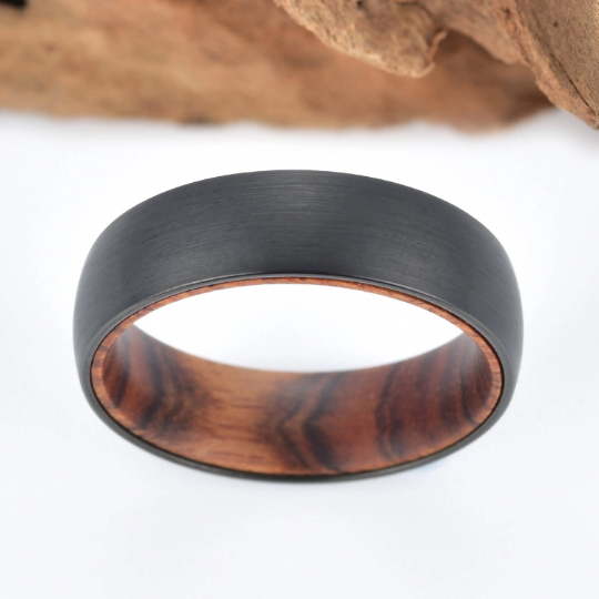 Snake Wood Tungsten Men's Wedding Band 8MM - Rings By Pristine