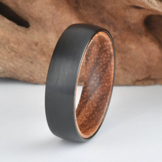 Koa Wood Tungsten Men's Wedding Band 8MM - Rings By Pristine