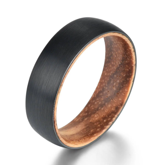 Koa Wood Tungsten Men's Wedding Band 8MM - Rings By Pristine