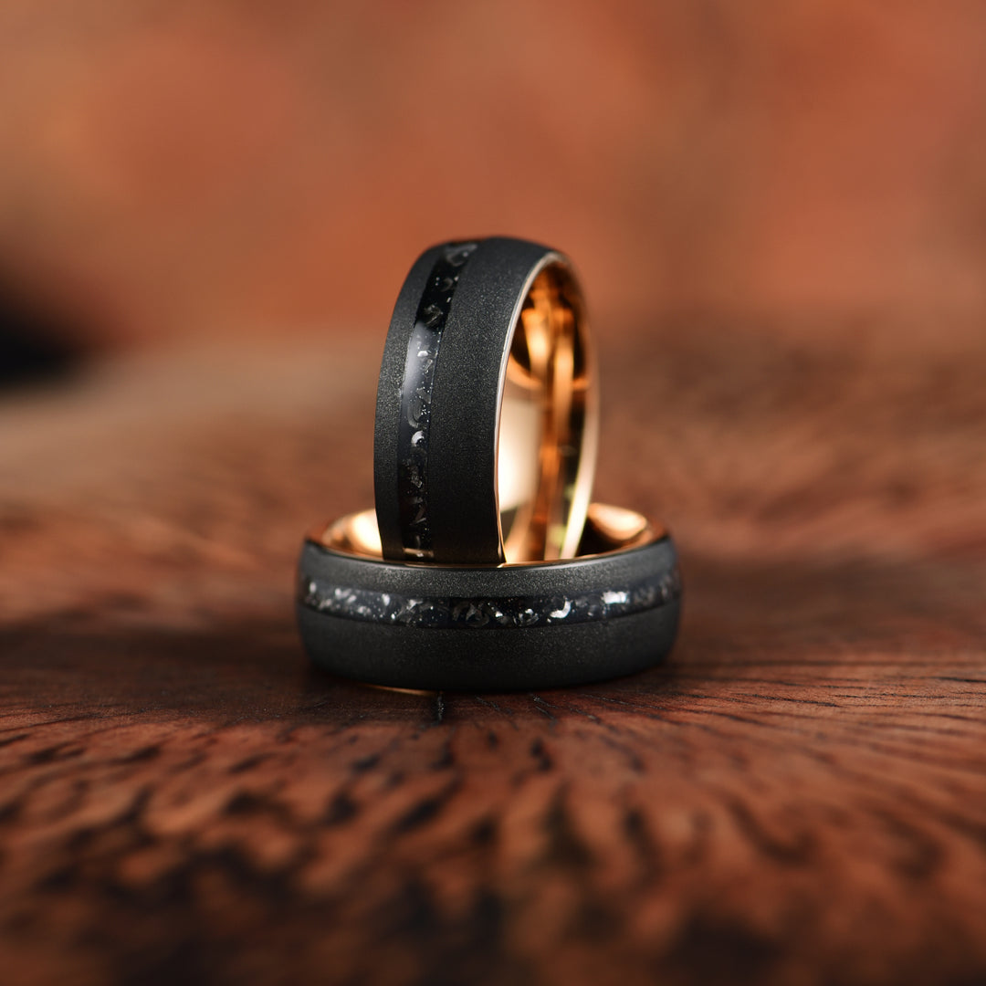 Black Hammered Tungsten Meteorite Men's tungsten Wedding Band 8MM