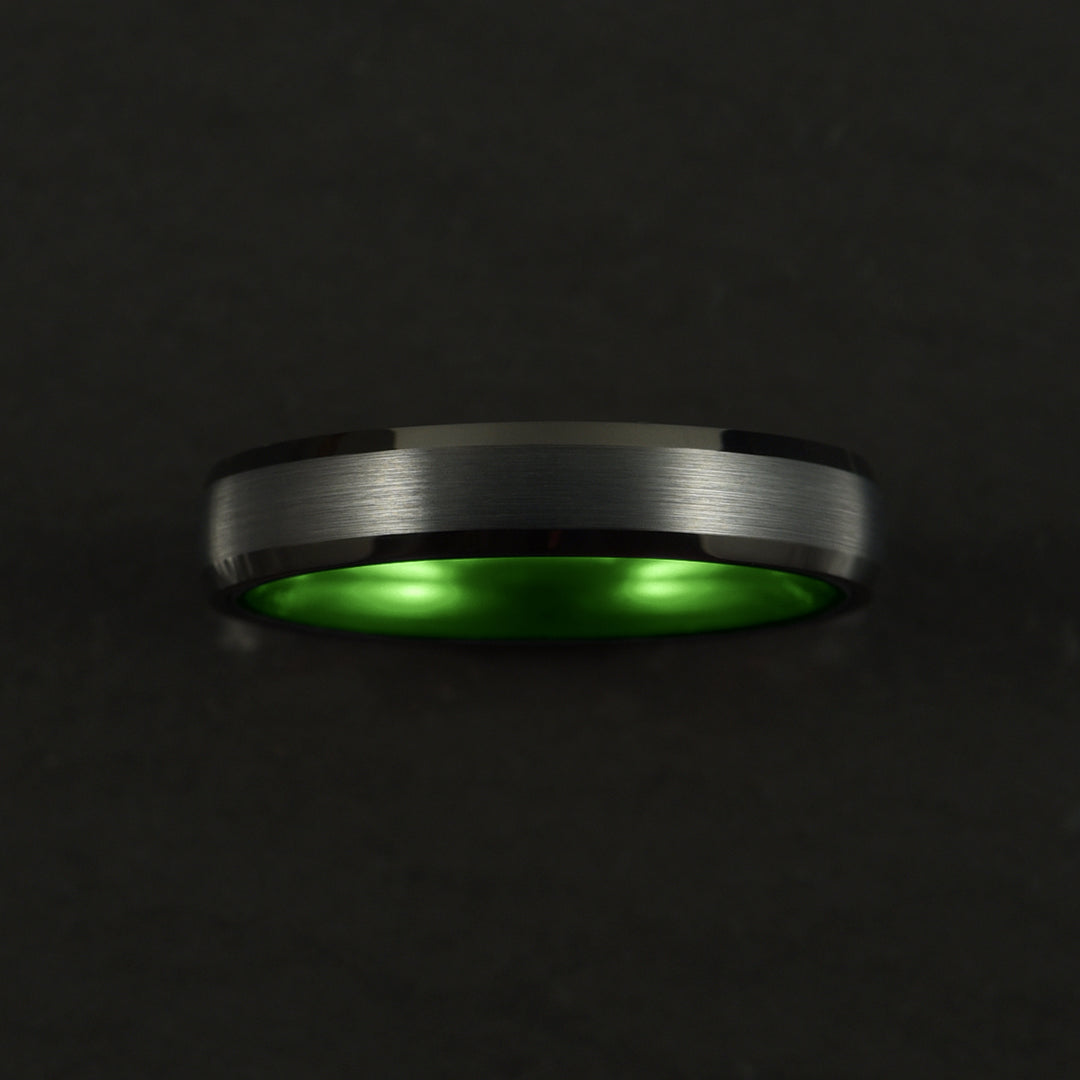 Green Interior Tungsten Men's Wedding Band