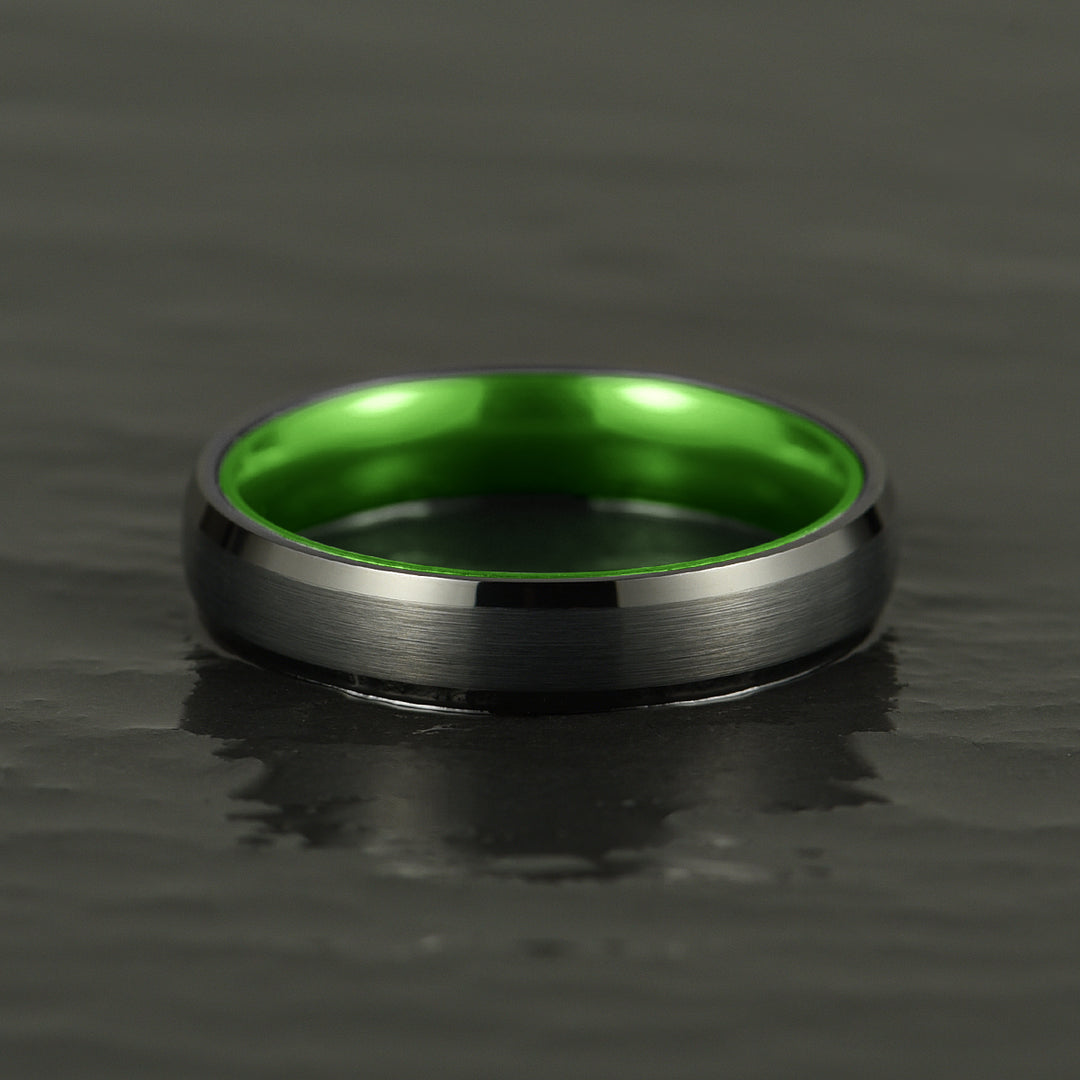 Green Interior Tungsten Men's Wedding Band