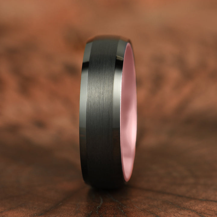 Pristine Passion Rose Interior Tungsten Wedding Band 8MM - Rings By Pristine