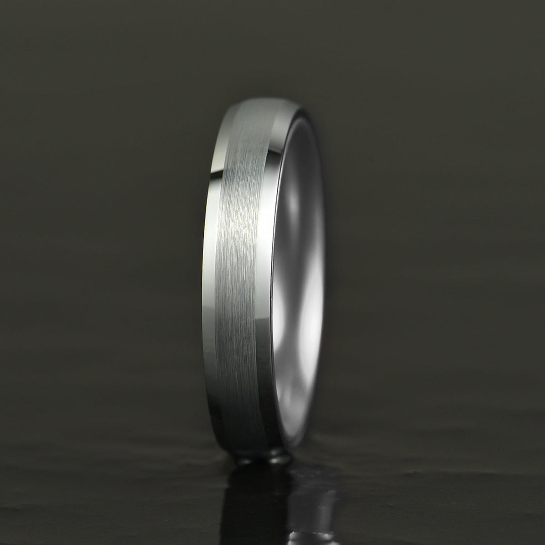 Pristine Passion Silver Interior Silver Tungsten Wedding Band 8MM - Rings By Pristine