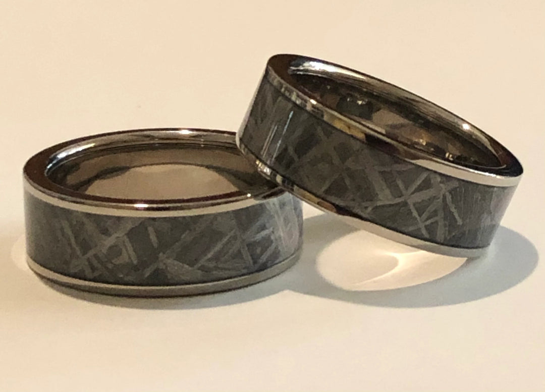 Muonionalusta Meteorite Tungsten Mens Wedding Band 8MM - Rings By Pristine