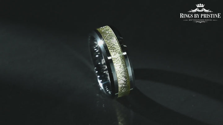 Silver Tungsten Leaf Leaf Men's Wedding Band 8MM