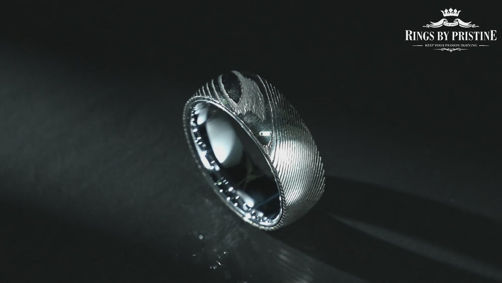 Damascus Steel Glossy Tungsten Men's Wedding Band