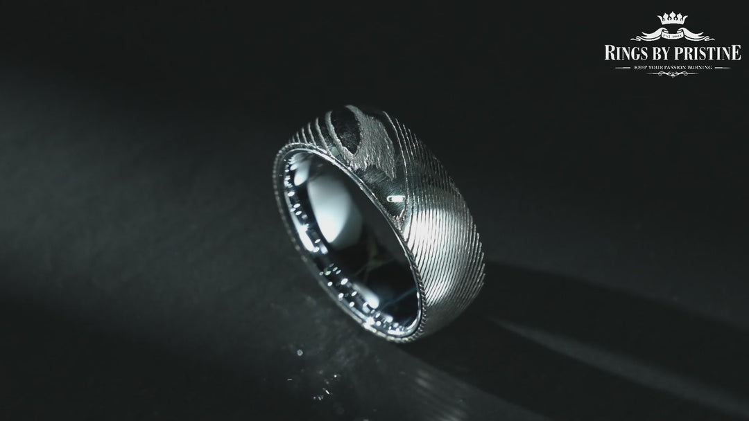 Damascus Steel Glossy Tungsten Men's Wedding Band