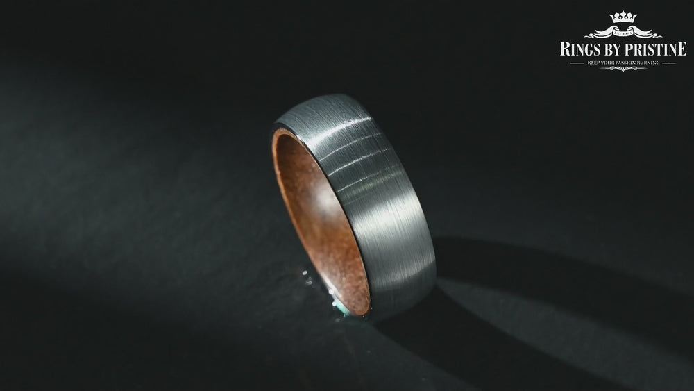 Grey Tungsten Walnut Wood Men's Wedding Band 6MM