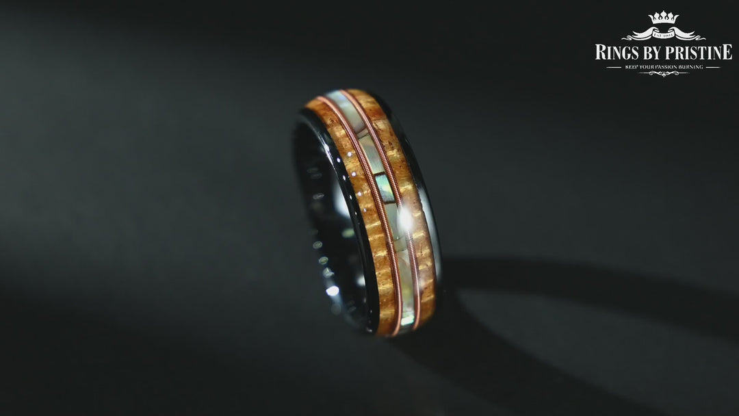 Guitar String Tungsten Mens Wedding Ring