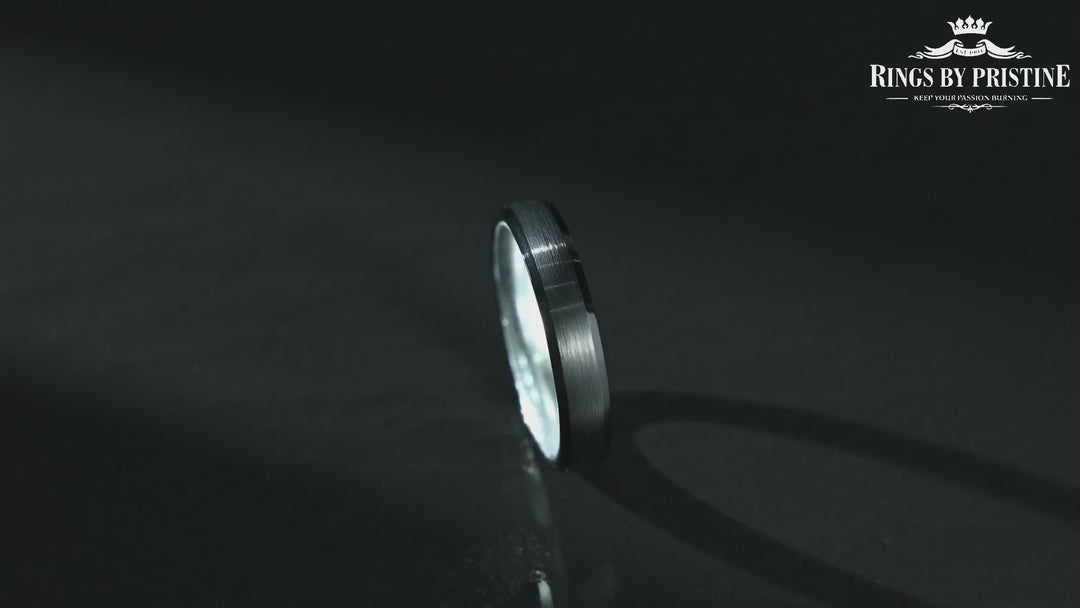PRISTINE PASSION SILVER INTERIOR TUNGSTEN MEN'S WEDDING BAND 6MM