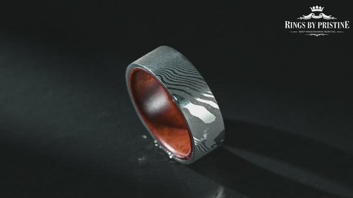 Damascus Steel Cocobolo Men's Wedding Band 8MM