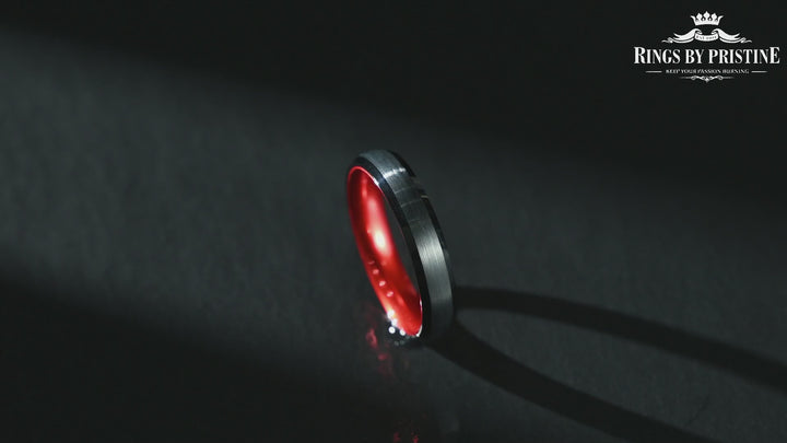 Pristine Passion Red Interior Tungsten Women's Wedding Band 4MM