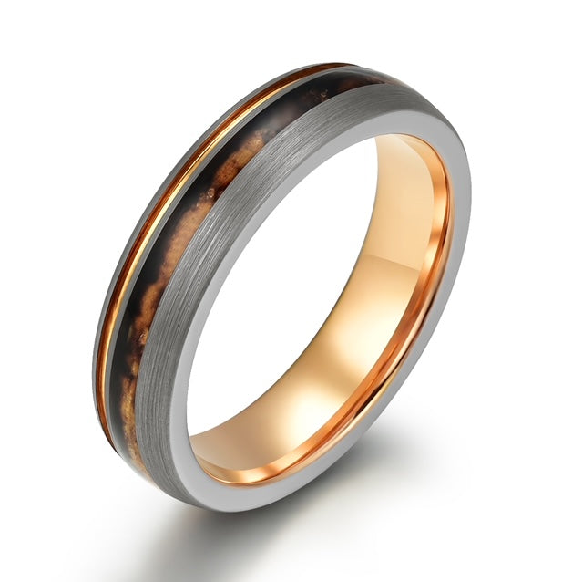 Whiskey Barrel Brushed Tungsten Women's Wedding Band 4MM - Rings By Pristine