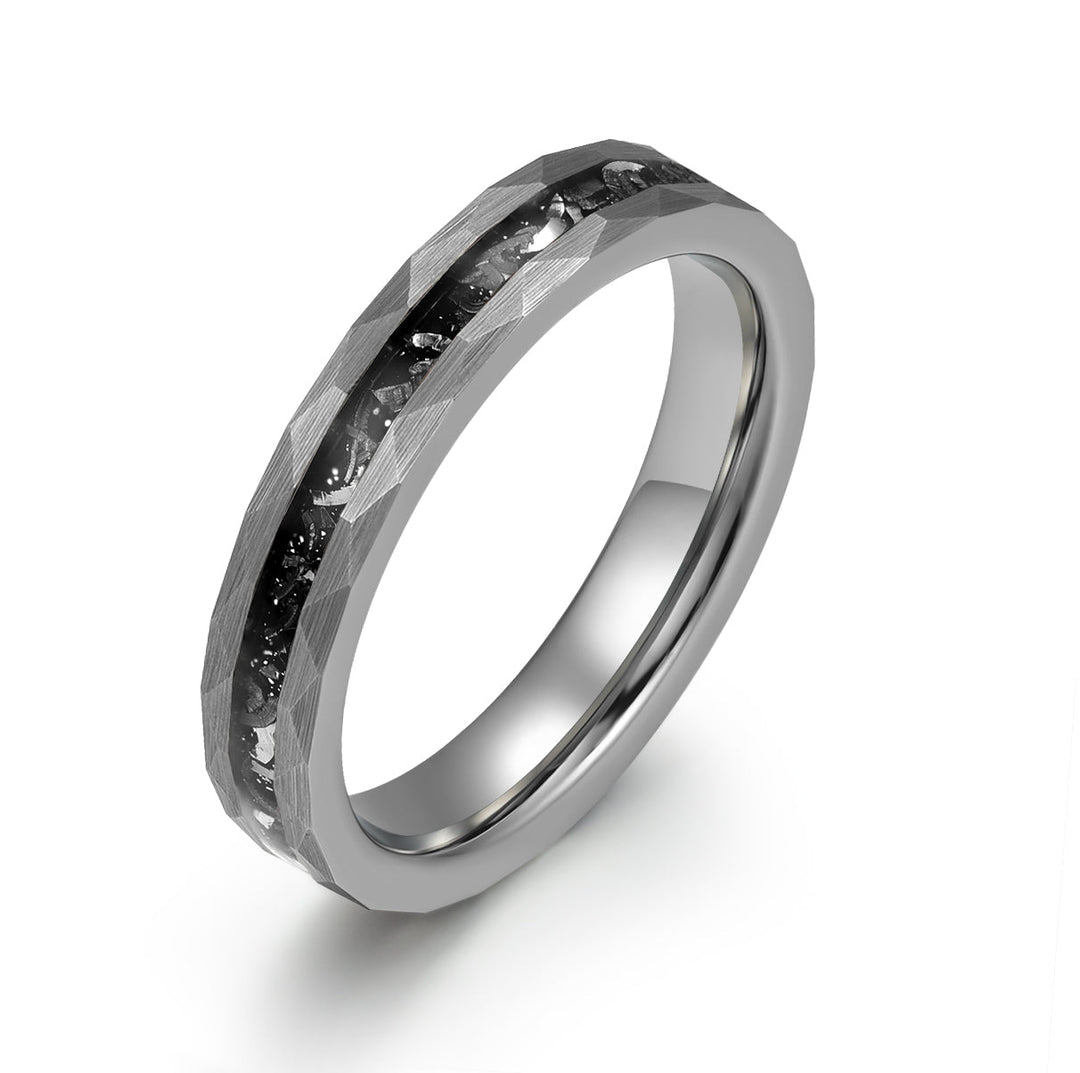 Grey Hammered Tungsten  Meteorite Women's Wedding Band 4MM - Rings By Pristine