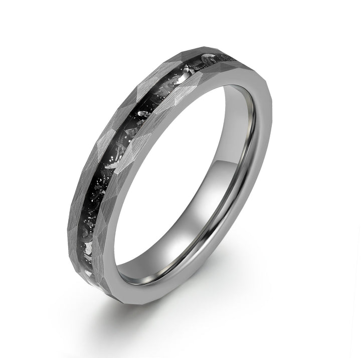 Grey Hammered Tungsten  Meteorite Women's Wedding Band 4MM - Rings By Pristine