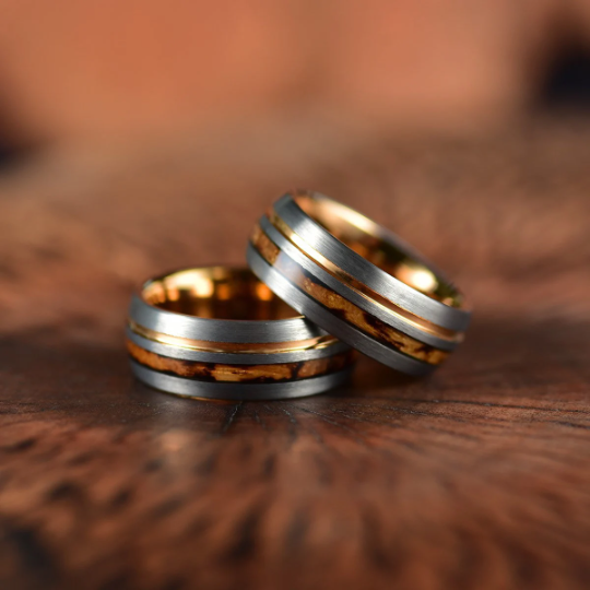 Whiskey Barrel Brushed Tungsten Men's Wedding Band 8MM - Rings By Pristine