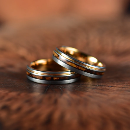 Whiskey Barrel Brushed Tungsten Women's Wedding Band 4MM - Rings By Pristine