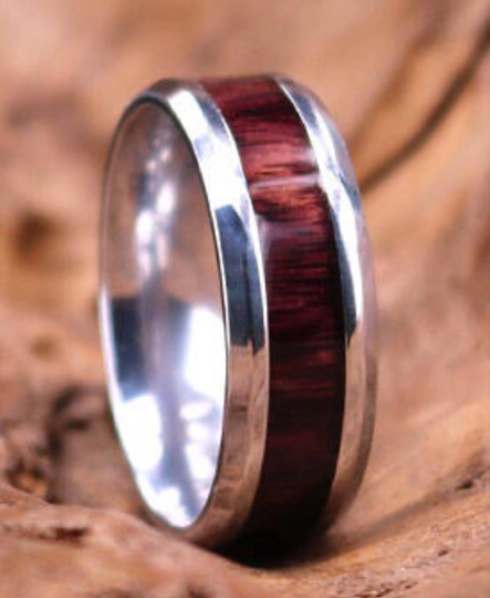 Zebra Wood Titanium Men's Wedding Band 6MM - Rings By Pristine