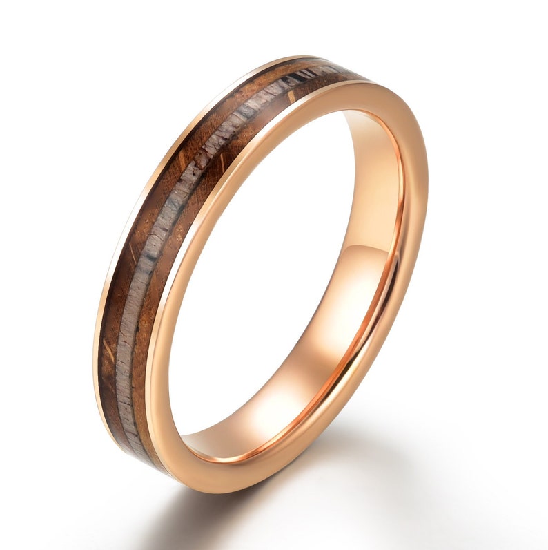 Rose Tungsten Whiskey Barrel Antler Women's Wedding Band 4MM - Rings By Pristine