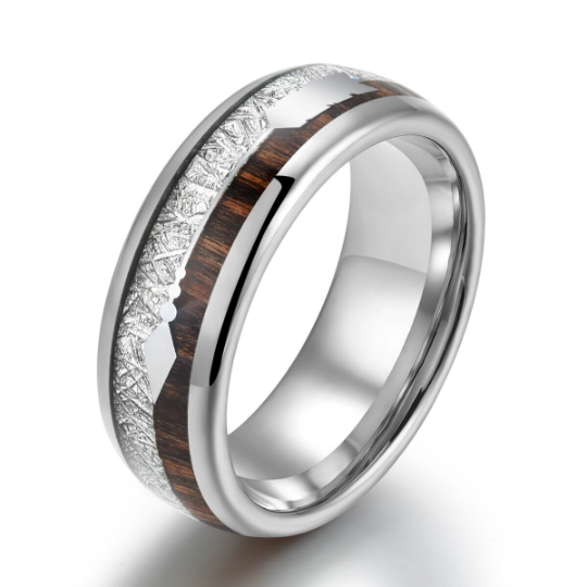 Tungsten Koa Wood Men's Wedding Band 8MM - Rings By Pristine
