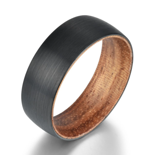 Zebra Wood Tungsten Men's Wedding Band 8MM - Rings By Pristine