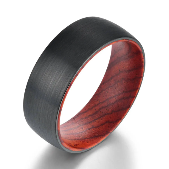 Cocobolo Wood Tungsten Men's Wedding Band 8MM - Rings By Pristine