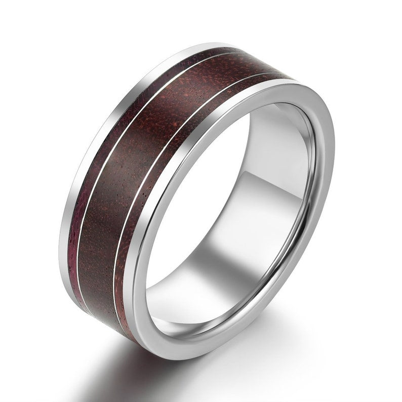 Purple Heartwood Tungsten Men's Wedding Band 8MM - Rings By Pristine