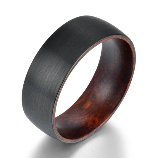 Snake Wood Tungsten Men's Wedding Band 8MM - Rings By Pristine