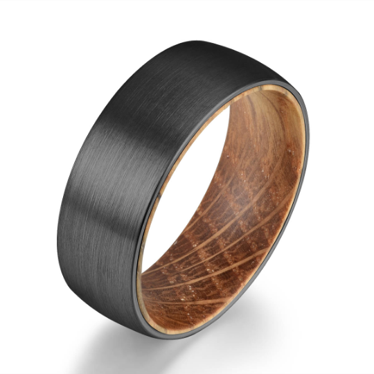 Black Tungsten Whiskey Barrel Men's Wedding Band 8MM - Rings By Pristine