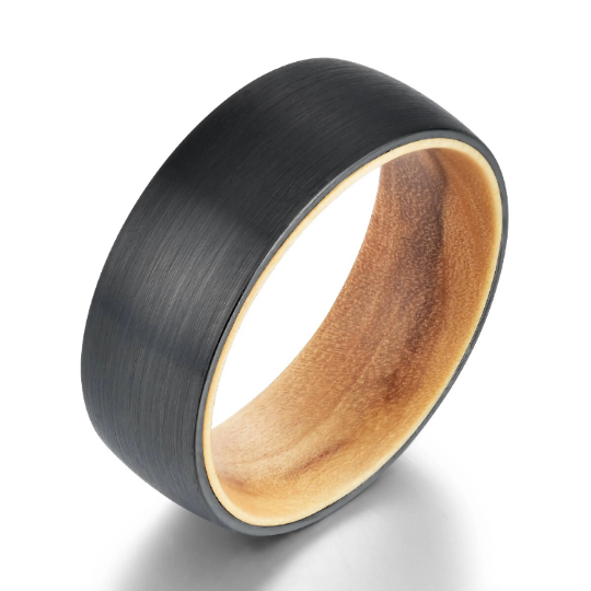 Olive Wood Tungsten Men's Wedding Band 8MM - Rings By Pristine