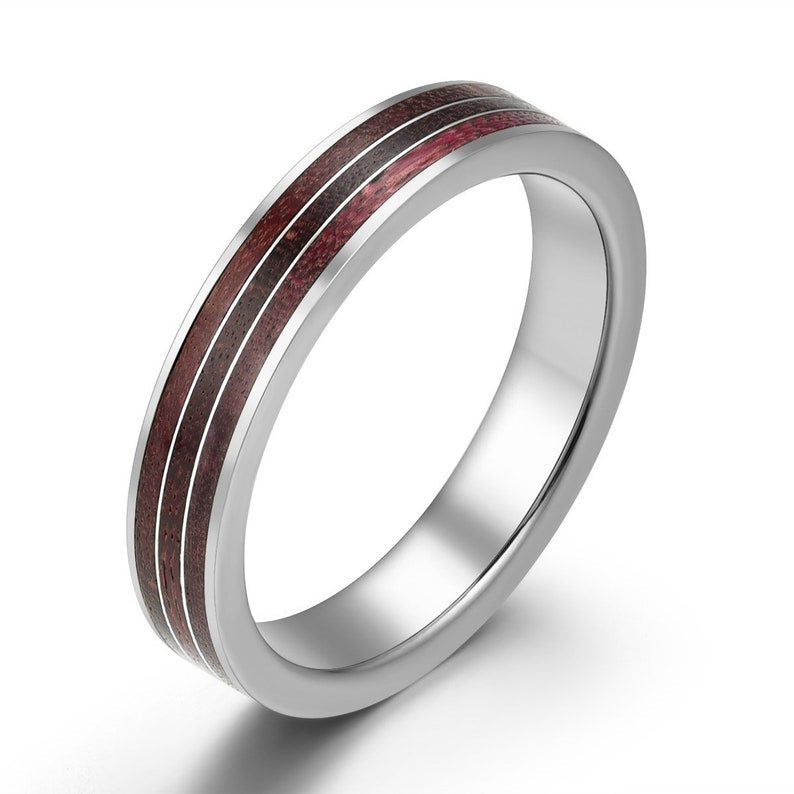 Purple Heartwood Tungsten Women's Wedding Band 4MM - Rings By Pristine