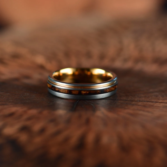 Whiskey Barrel Brushed Tungsten Women's Wedding Band 4MM - Rings By Pristine