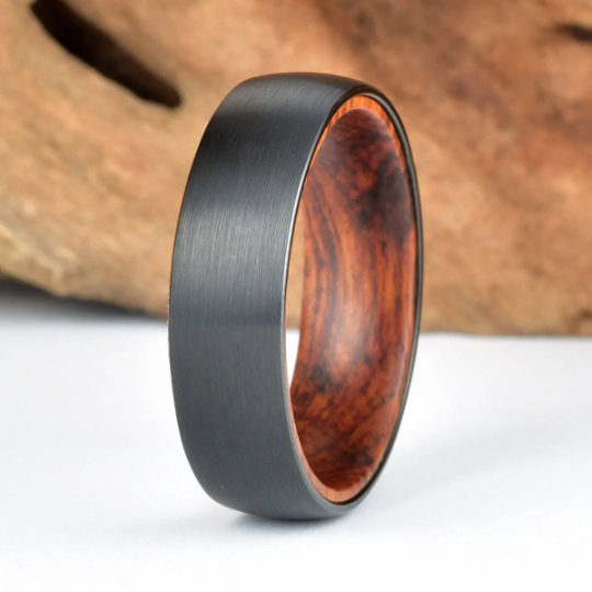 Snake Wood Tungsten Men's Wedding Band 6MM - Rings By Pristine