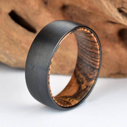 Bocote Wood Tungsten Men's Wedding Band 8MM - Rings By Pristine