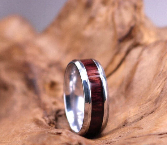 Zebra Wood Titanium Men's Wedding Band 6MM - Rings By Pristine