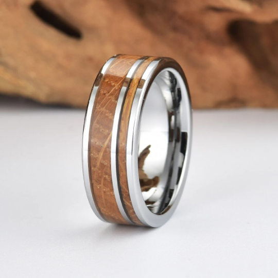 Olive Wood on sale and Tungsten Mens Wedding Band, Comfort Fit, Rings By Pristine