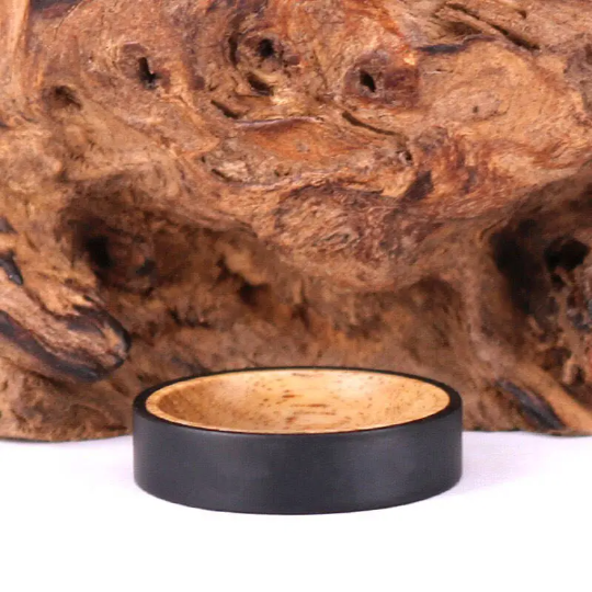 Koa Wood Titanium Men's Wedding Band 6MM - Rings By Pristine