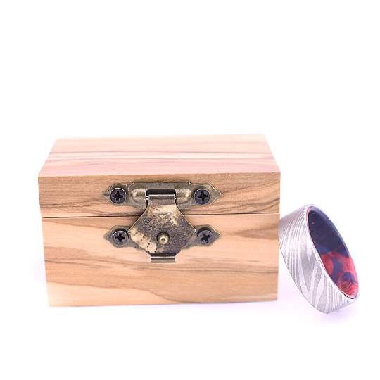 Damascus Box Elder Wood Men's Wedding Band 8MM - Rings By Pristine