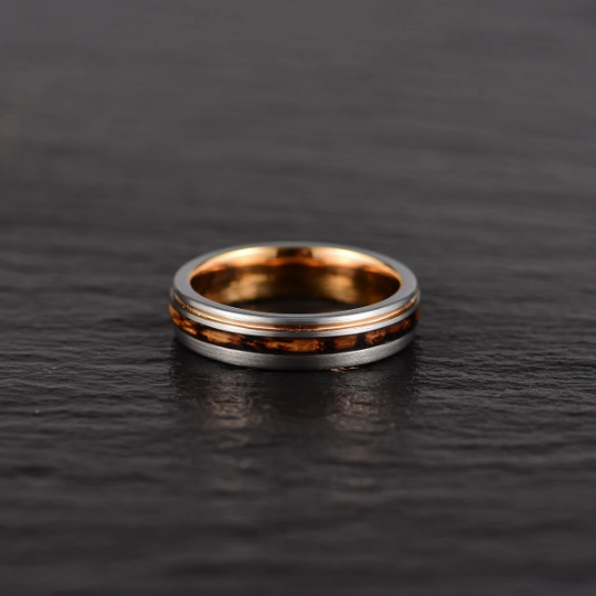 Whiskey Barrel Brushed Tungsten Women's Wedding Band 4MM - Rings By Pristine