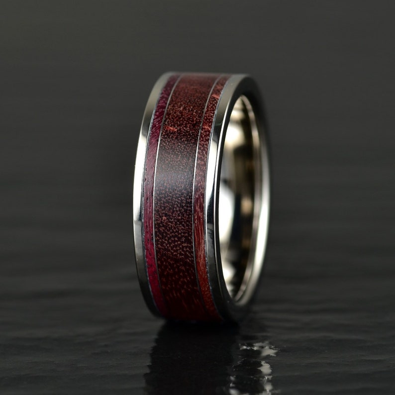 Purple Heartwood Tungsten Men's Wedding Band 8MM - Rings By Pristine