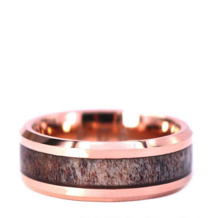 Deer Antler Rose Tungsten Men's Wedding Band 8MM - Rings By Pristine