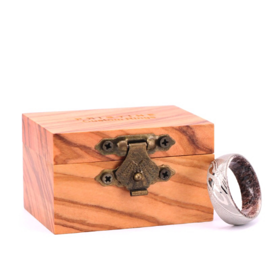 Damascus Antler Men's Wedding Band 8MM - Rings By Pristine