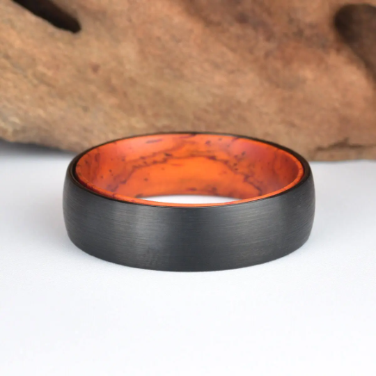Cocobolo Wood Tungsten Men's Wedding Band 6MM - Rings By Pristine