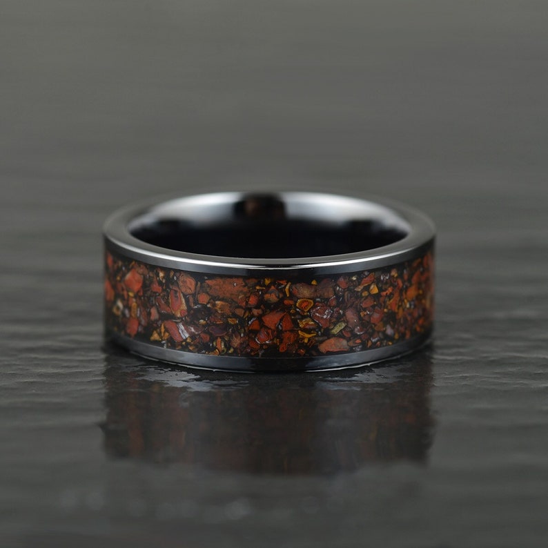 Dinosaur Bone Tungsten Men's Wedding Band 8MM - Rings By Pristine