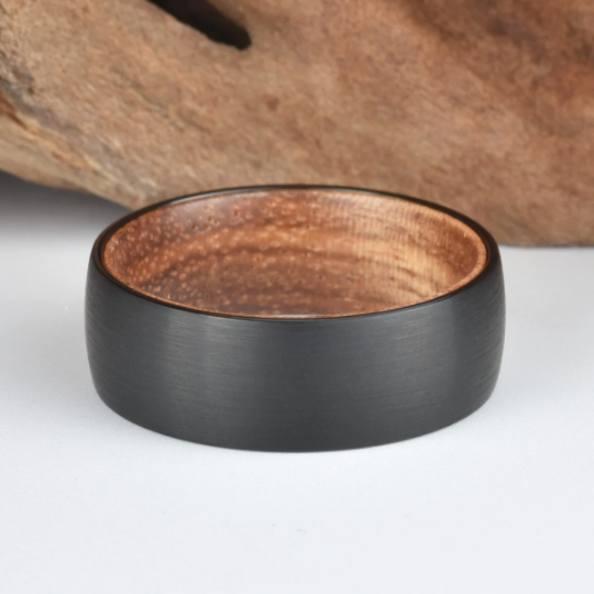 Zebra Wood Tungsten Men's Wedding Band 8MM - Rings By Pristine