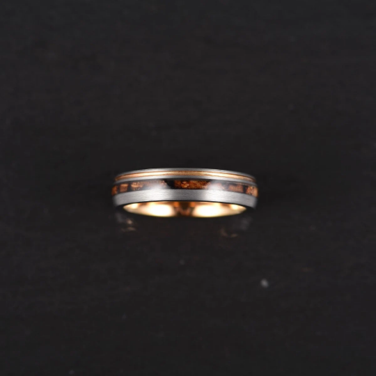 Whiskey Barrel Brushed Tungsten Women's Wedding Band 4MM - Rings By Pristine