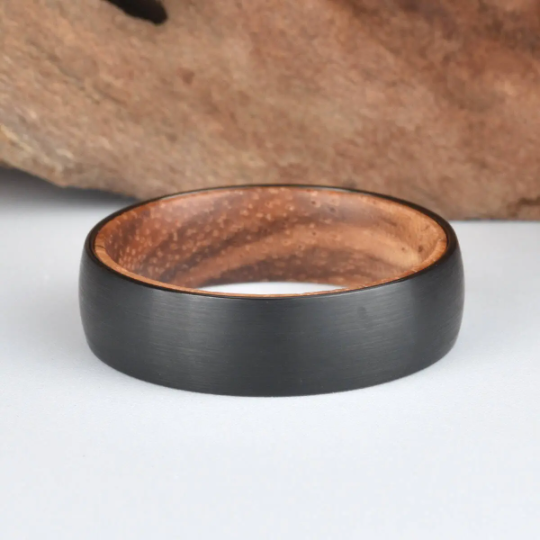 Koa Wood Tungsten Men's Wedding Band 6MM - Rings By Pristine