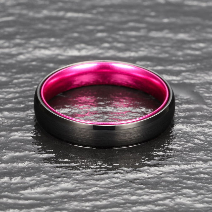 Pristine Passion Fuchsia Interior Tungsten Men's Wedding Band 6MM - Rings By Pristine